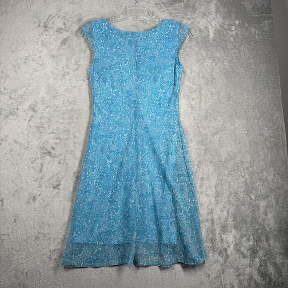 All That Jazz Dress Womens 8 Blue White Paisley Babydoll Boho Fairy Peasant Y2K - Picture 3 of 10